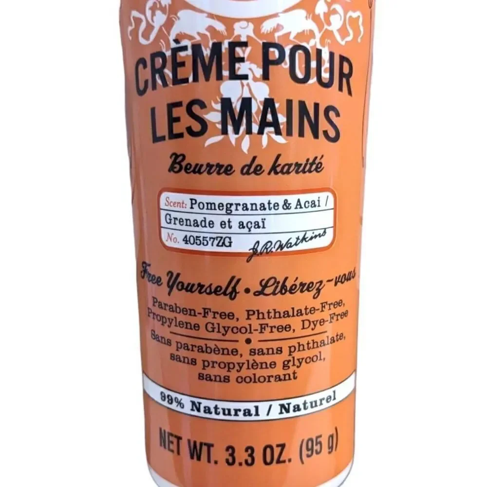 J.R. Watkins Pomegranate & Acai Shea Butter Hand‎ Cream 3.3 oz Lotion Fruity